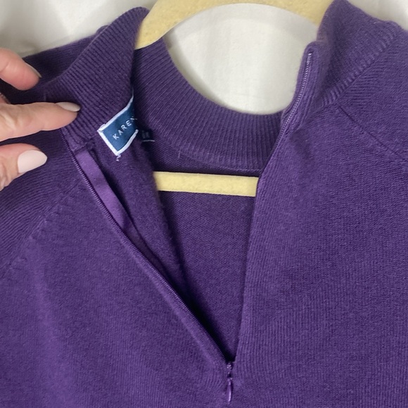 Karen Scott Women’s Small Plum Sweater Crew Neck Zipper in back - Picture 5 of 8